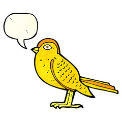 cartoon garden bird with speech bubble