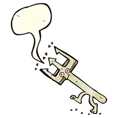 cartoon devil fork with speech bubble