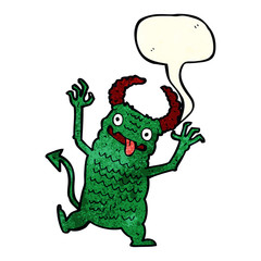 cartoon demon with speech bubble