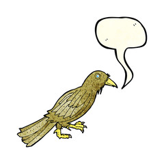 cartoon crow with speech bubble