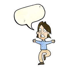 cartoon panicking man with speech bubble