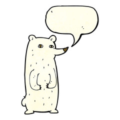 funny cartoon polar bear with speech bubble