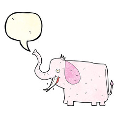 cartoon happy elephant with speech bubble