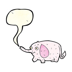 cartoon funny little elephant with speech bubble