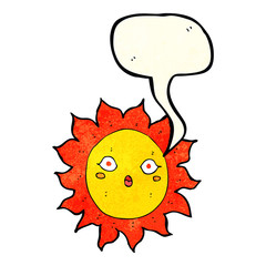 cartoon sun with speech bubble