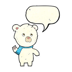 cartoon cute polar bear with speech bubble