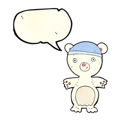cartoon cute polar bear with speech bubble