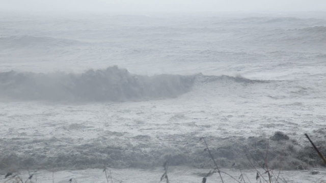 Stormy sea during typhoon slow motion pan