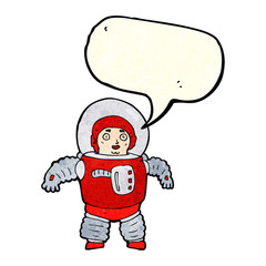 cartoon space man with speech bubble