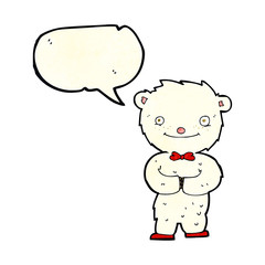 cartoon little polar bear with speech bubble