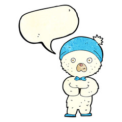 cartoon little polar bear with speech bubble