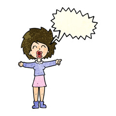 cartoon stressed out woman talking with speech bubble