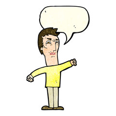 cartoon annoyed man with speech bubble