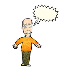 cartoon annoyed old man with speech bubble