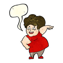 cartoon oveweight woman with speech bubble