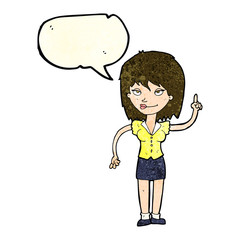 cartoon woman with idea with speech bubble