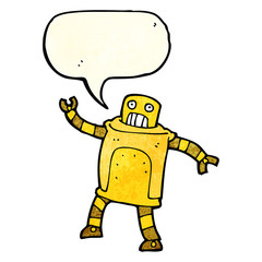 cartoon robot with speech bubble