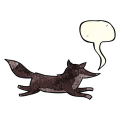 cartoon running wolf with speech bubble