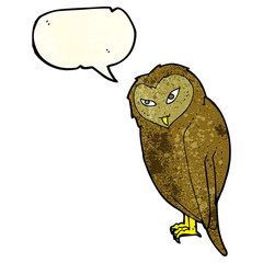cartoon owl with speech bubble
