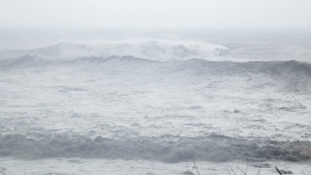 Stormy sea during typhoon slow motion
