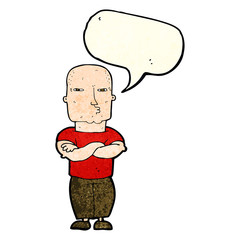 cartoon tough guy with speech bubble