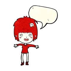cartoon vampire girl with speech bubble