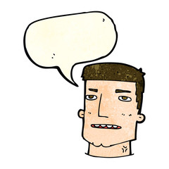cartoon male head with speech bubble