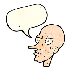 cartoon evil old man with speech bubble
