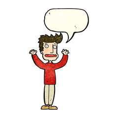 cartoon stressed man with speech bubble