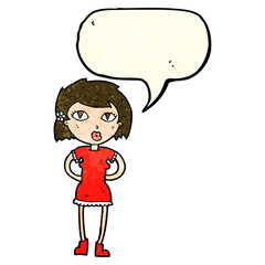cartoon woman with speech bubble