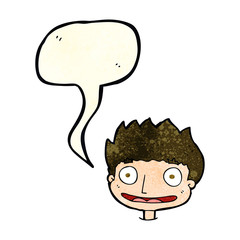 cartoon happy boy with speech bubble
