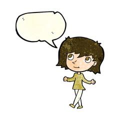 cartoon girl with no worries with speech bubble