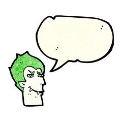 cartoon vampire face with speech bubble