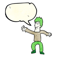 cartoon vampire with speech bubble