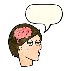 cartoon man thinking carefully with speech bubble