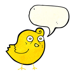 funny cartoon bird with speech bubble