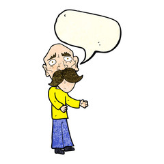 cartoon lonely old man with speech bubble