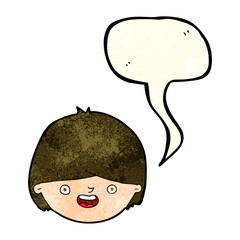 cartoon happy face with speech bubble