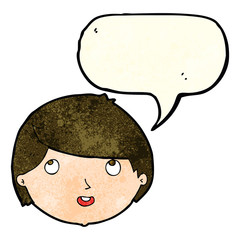 cartoon happy face with speech bubble