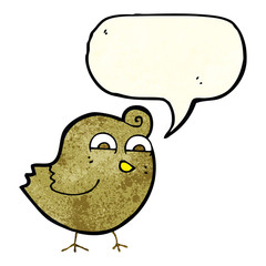 cartoon funny bird with speech bubble