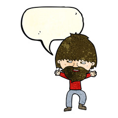 cartoon happy man with beard with speech bubble