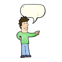 cartoon man pointing with speech bubble