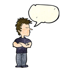 cartoon man refusing to listen with speech bubble