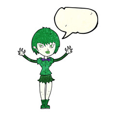 cartoon vampire girl with speech bubble