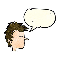 cartoon male face with speech bubble