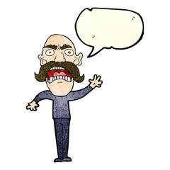 cartoon angry old man with speech bubble