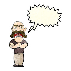 cartoon angry man with speech bubble