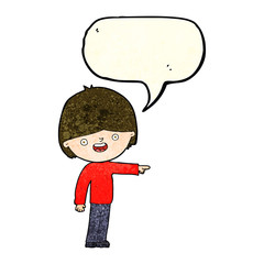 cartoon man pointing with speech bubble