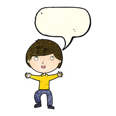 cartoon happy boy with speech bubble