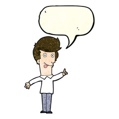 cartoon funny man with idea with speech bubble